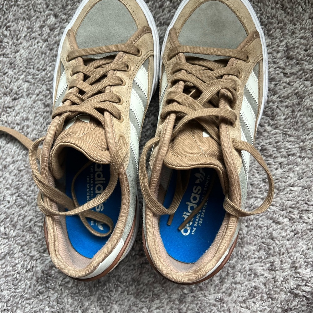 Adidas Tan and White Sneakers